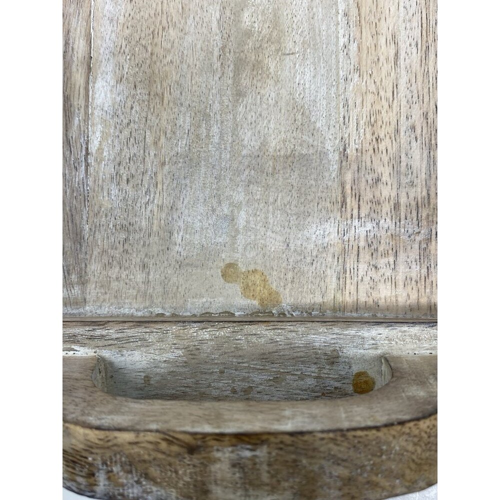 RUSTIC Carved Wooden Serving Tray Rectangular 17x12 With 2 Handles India - Picture 6 of 8